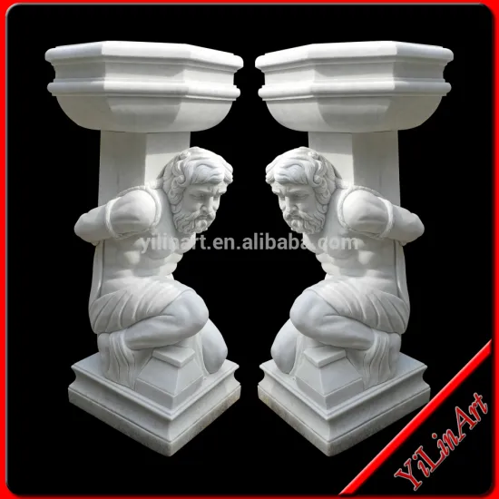 White Marble Stone Roman Statues With Flower Pot