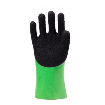 Guanto in PVC verde fluorescente. Finitura in schiuma nera