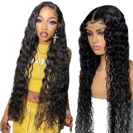 40 Inch Brazilian Virgin Hair 100 Percent Water Wave HD Lace Frontal Wig Peruvian Waterwave Wig Deep Curly Wave Human Hair Wig