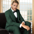 WYWK Men's 3-Piece Suit Prom Wedding Set-Dark Green-XXS