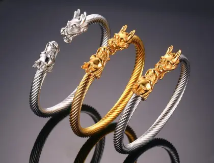 Titanium Steel Open Dragon Mens Wire Mesh bangle