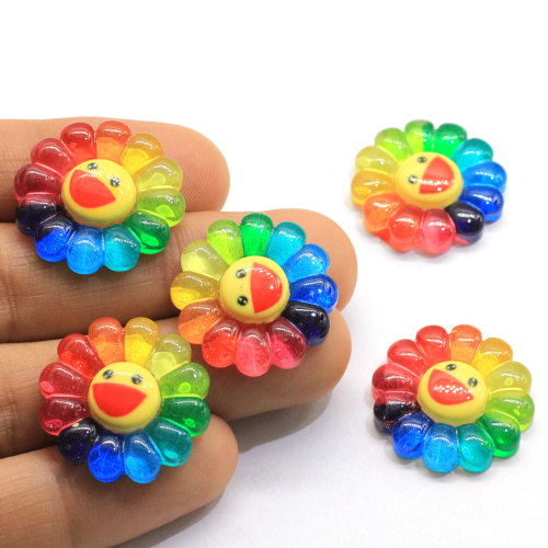 Niedliche Sonnenblumenharzperlen Künstliche Blume Flatback Cabochon für Wohnkultur DIY Ornament Zubehör