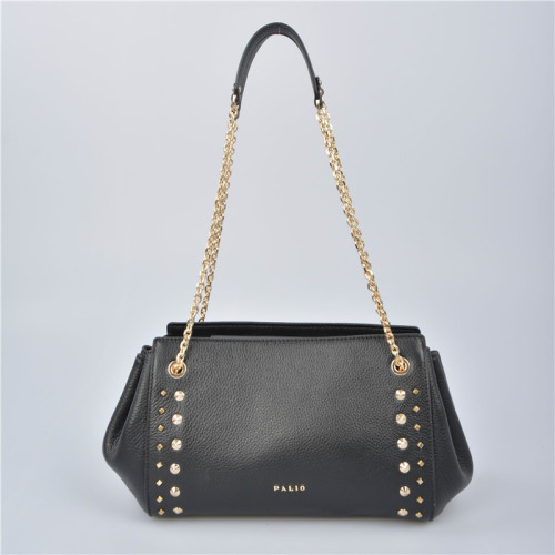 Exclusive Leather shoulder bag with double chain handles