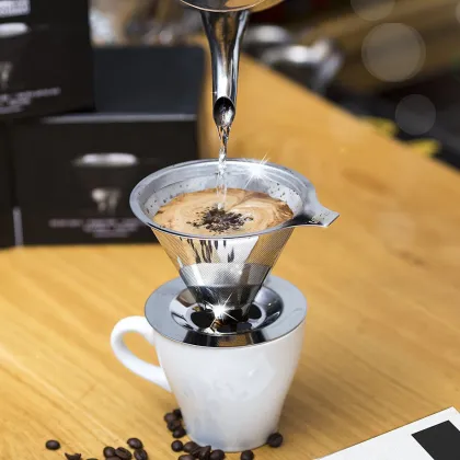 Stainless Steel Cone Shape Reusable 125mm Coffee Filter for Pour Over Dripper