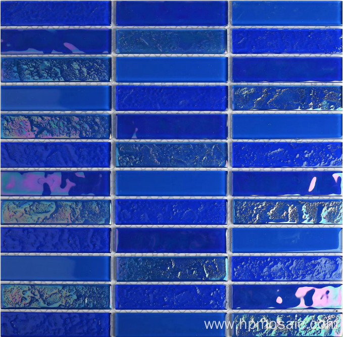 blue strips mixed mosait tile