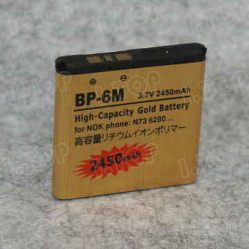 3.7V 2450mAh Gold Business Replacement Battery for Nokia N73 6280 BP-6M , Battery manufacturer