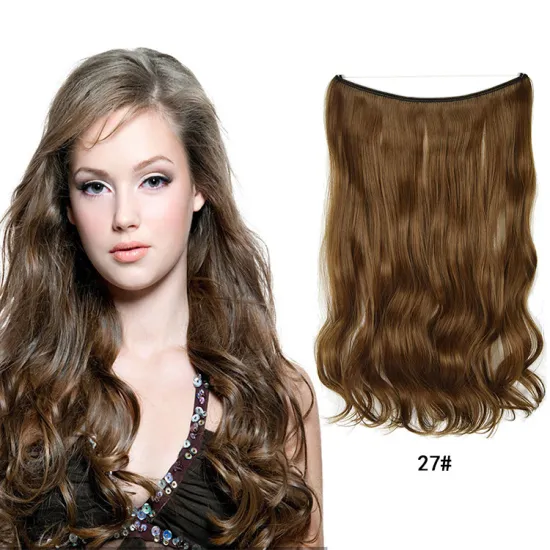 20 inch Invisible Wire No Clip One Piece Hair Extensions Secret Fish Line Hairpieces Silky Straight natural Synthetic