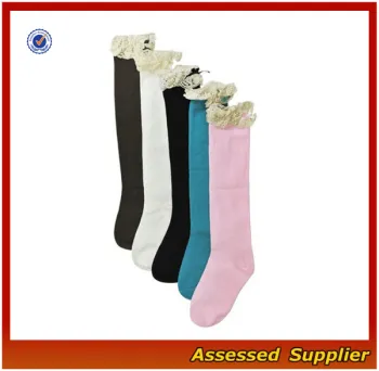 Lace Ruffles and Bow Knee High Girl Socks, Kid&Baby knee high leg warmers, Girl Boot Sock Leg Warmer--ZP01180