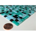 Small square green mosaic tiles