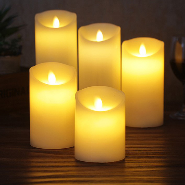 Dripless Flickering Moving Wick Led Flameless Pillar Candles, High