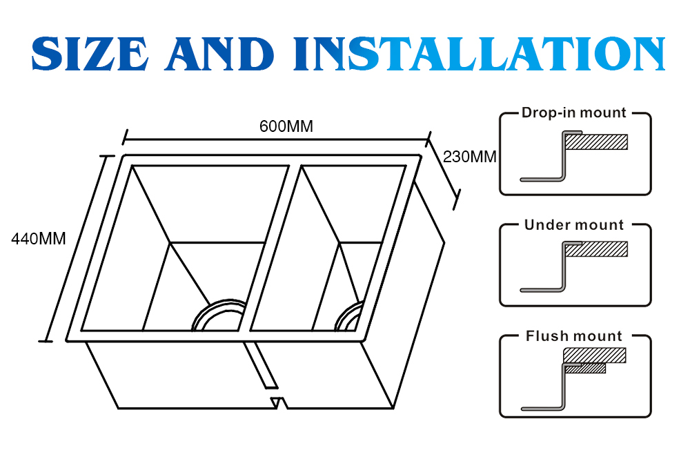 600mm Double Bowl Sink