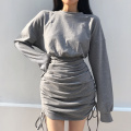 Women Mini Bodycon Ruched Dress