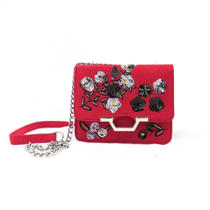 Velvet sequin embroidery decoration Shoulder Bag