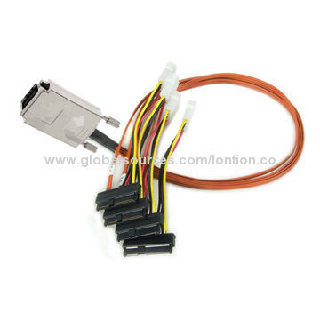 Mini SAS Cable, Serwe Type sff-8470 to 4 29pin sff-8482 with Power