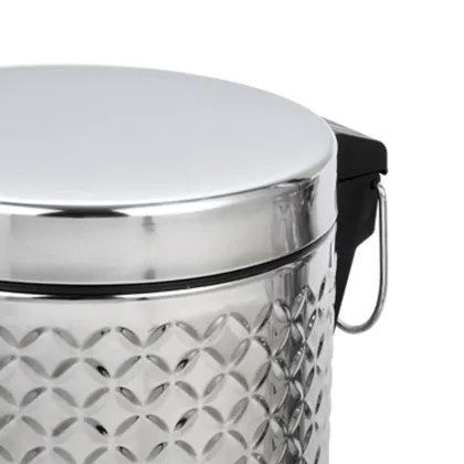 Stainless Steel Pedal Trash Bin with Toilet Brush Set - Bathroom Waste Bin