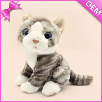 18cm Sitting Cute Grey Plush Cat, Japanese Lucky Cat, Plush Japanese Cat