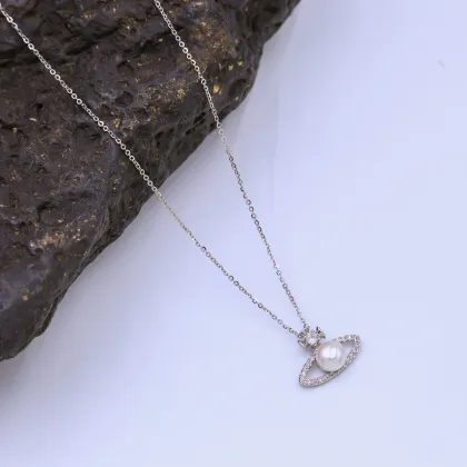 Natural Freshwater Pearl Platinum Plated Necklace - Formal yet Fashionable Gift