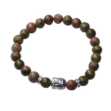 천연 Unakite 8MM 보석 불교기도 구슬 팔찌