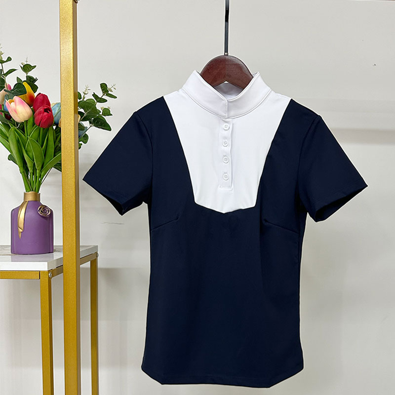 Marineblauw Feample shirt met korte mouwen voor concurrentie