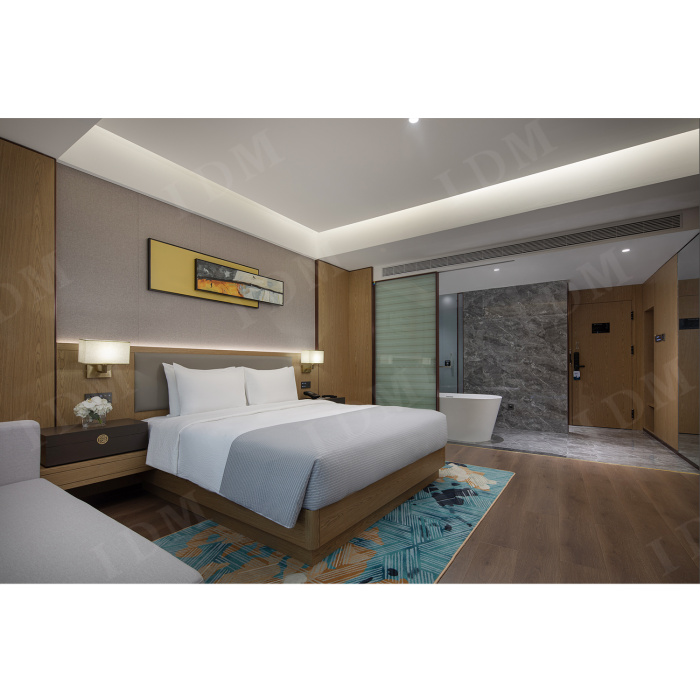 Projete o quarto de hotel de cama de hotel completo