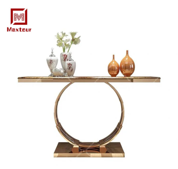 Luxury Gold Stainless Steel Console Table with Marble Top