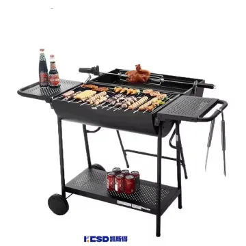 Outdoor Kitchen Barbeque Durable Smoker Grill Barbecue Trolley Metal Steel Charcoal BBQ Grills