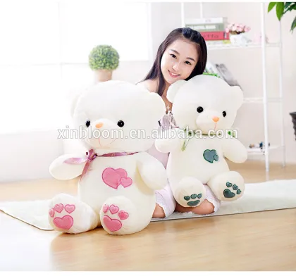 new style lovely cartoon loving heart lovers teddy bear plush toy doll with lace bowknot