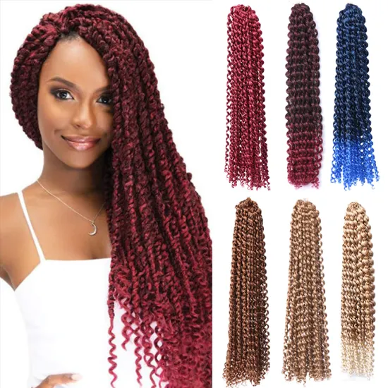 Wholesale Ombre Black Burg Pre Passion Twist Crochet Braiding Hair 22'' Synthetic Crochet Braid Hair Extension For Women