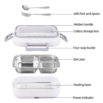1.5L Portable Electric Heating Lunch Box - 3-in-1 12V Stainless Steel Food Warmer