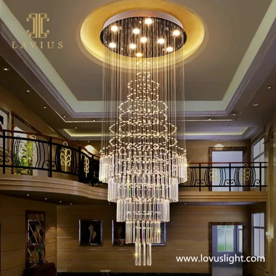 Hotel lobby staircase custom crystal chandelier Large project design modern creative chandelier High luxury custom chandelier