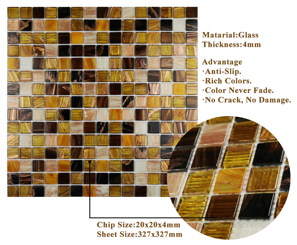 Premium Gold Line Glass Mosaic Tile