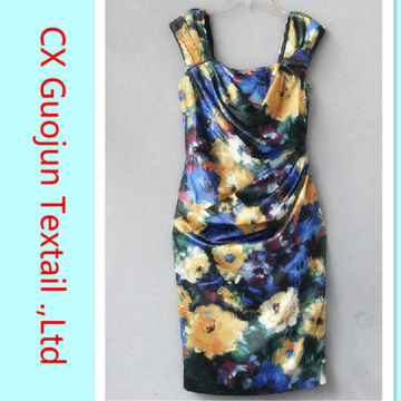 2014 hot sale polyester transfer printing satin for dress