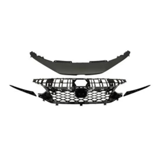 Type-R Style Front Grille with Upper Cover and Sensor Holes for Honda Civic 2021-2023
