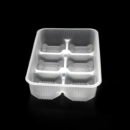 6 Compartment Translucent Disposable Quick Frozen Buns PP Plastic Tray