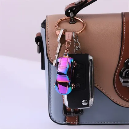 Car KeyChain Car Shape Keyring With Led Light Key Ring Holder Key Chain Keyring Pendant Key Holder Car Accessories