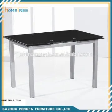 Modern Expandable 8 mm Tempered Glass Dining Table , Glass Dining Table with Metal Legs