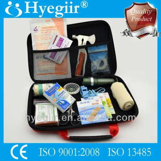 18 Items First Aid Kit Medium Sized Container for Travel and Vehicle Uses