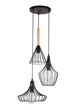Industrial Vintage 3-Light Metal Wire Cage Pendant Light