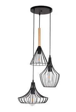 Industrial Vintage 3-Light Metal Wire Cage Pendant Light