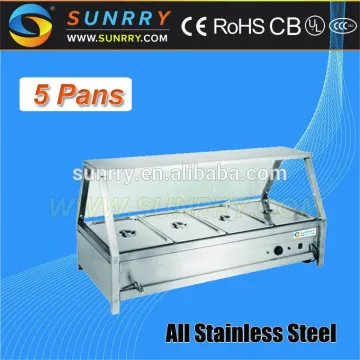 Kitchen equipment stainless steel table top electric hot food showcase bain marie warmer cover