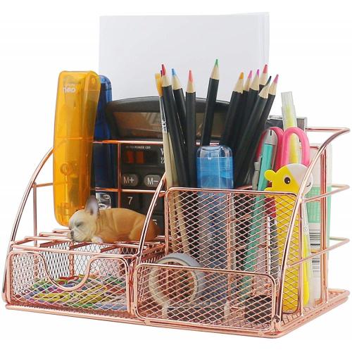 Rose Gold Metal Desk Supplies Organizer