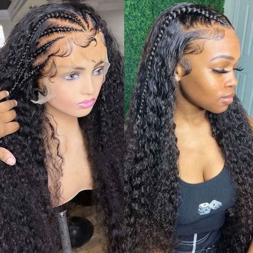 Transparent Lace Frontal Wigs Curly 100% Unprocessed Virgin Brazilian deep wave Human Hair 13x4 Pre Plucked Lace Front Wig