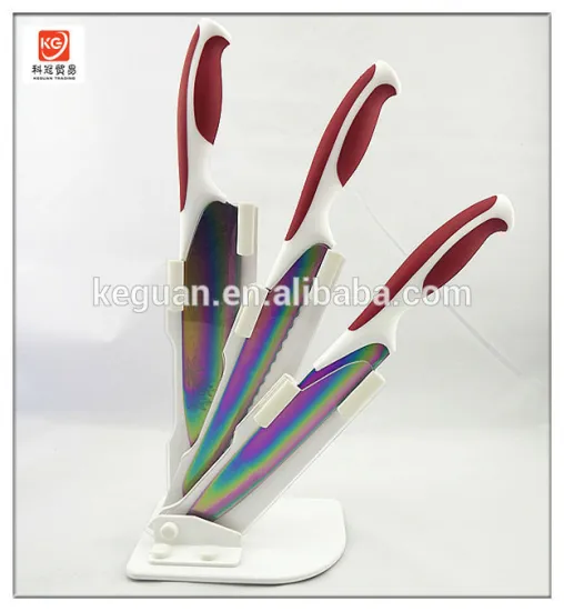 KS-148 3pcs laser blade knife set with plastic handle with acrylic block