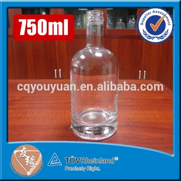 OEM / ODM high flint clear screw top cork top boston round clear glass bottle vodka 750ml