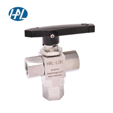 316 Stainless Steel Hydraulic High Pressure T-Type Ball Valve with Female Threads
