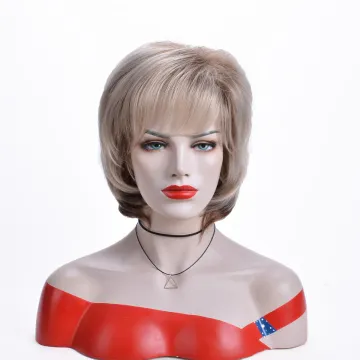 Aishili cheap short gray blonde with brown bob hair wigs straight wigs synthetic hair wigs for women