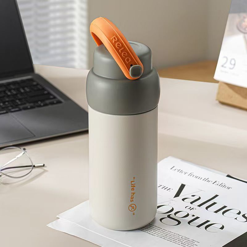 Colorful - handled simple - style small diameter thermos cup