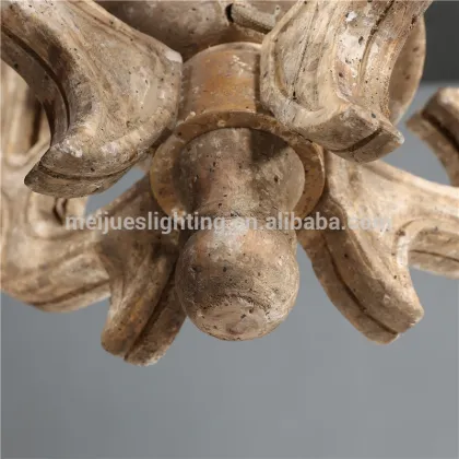 Vintage Industrial Wooden Chandelier 4 Heads