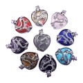 Gemstone Heart Antique Silver Dragon Gemstone Pendant (32x42mm) Necklace 45cm Black Cord