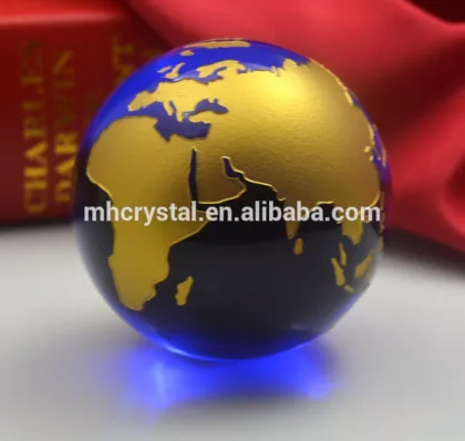 Cobalt Blue Art Glass World Globe Map Paperweight MH-Q0197